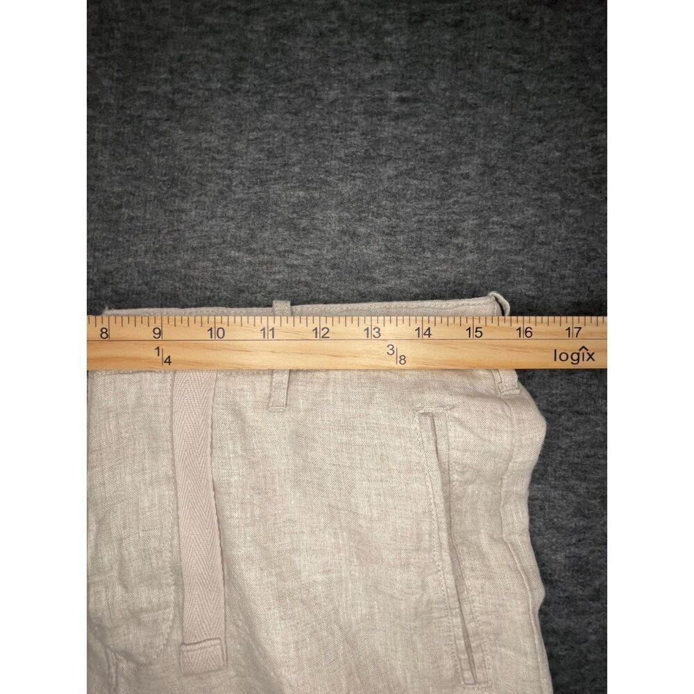 Perry Ellis Size 29(31) 100% Linen Flat Front Dress Pants Button Fly Cream Beach - Picture 9 of 11